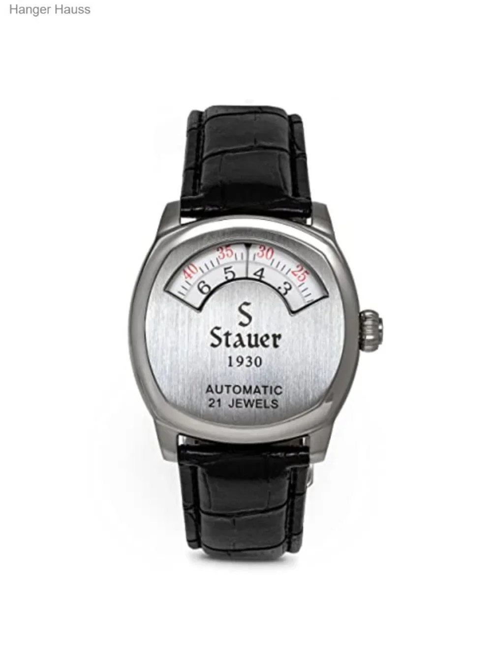 Men's Automatic Watch with Leather Band Stainless Steel Case 21-Jewel Movement